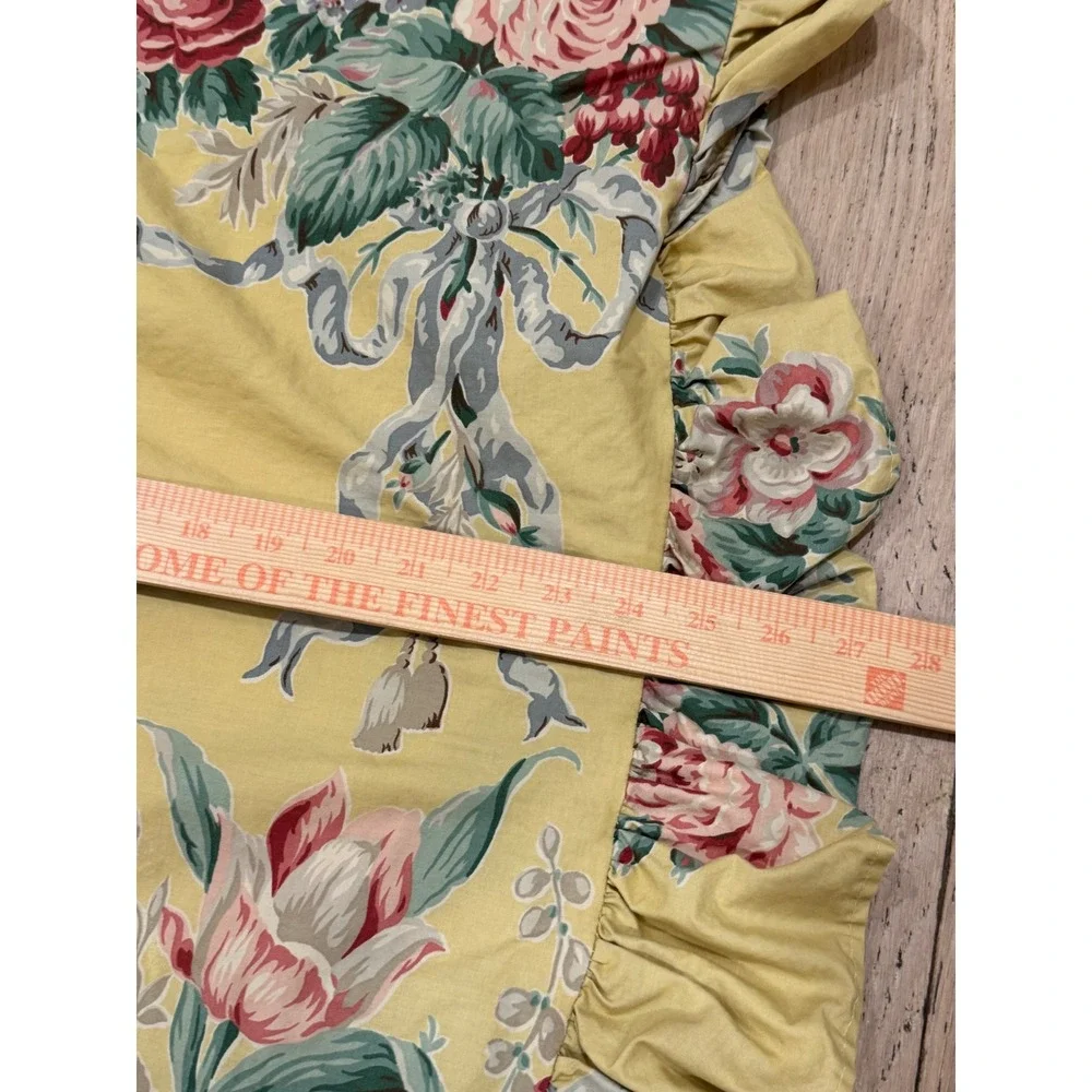 Ralph Lauren Floral Pillow Sham Set 2 Euro Square Yellow Rose Ruffle Cottagecore